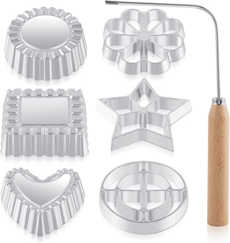 7 Pieces Rosettes Timbale Set, Rosette Iron Set with Handle, Lotus Flower Bunuel gallery