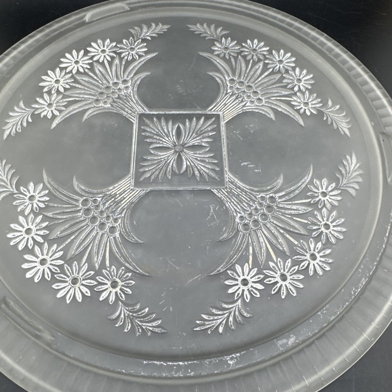 Frosted Glass Cake Plate 11.5" Diameter Vintage Floral Snack Dessert Tray 📦 gallery