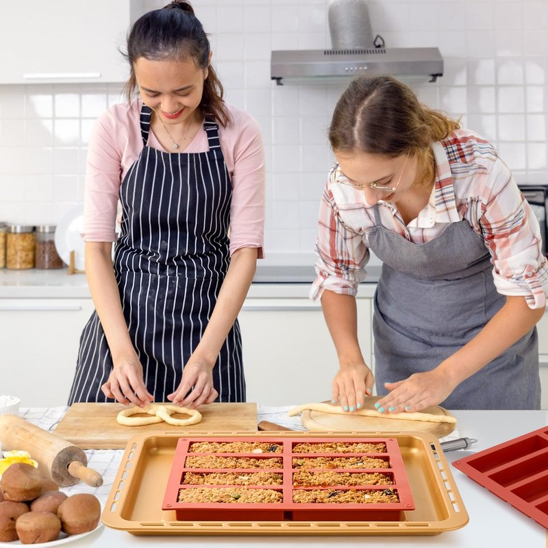 2 Pack Silicone Granola Bar Molds 8 Cavity Protein Energy Bar Baking Trays gallery