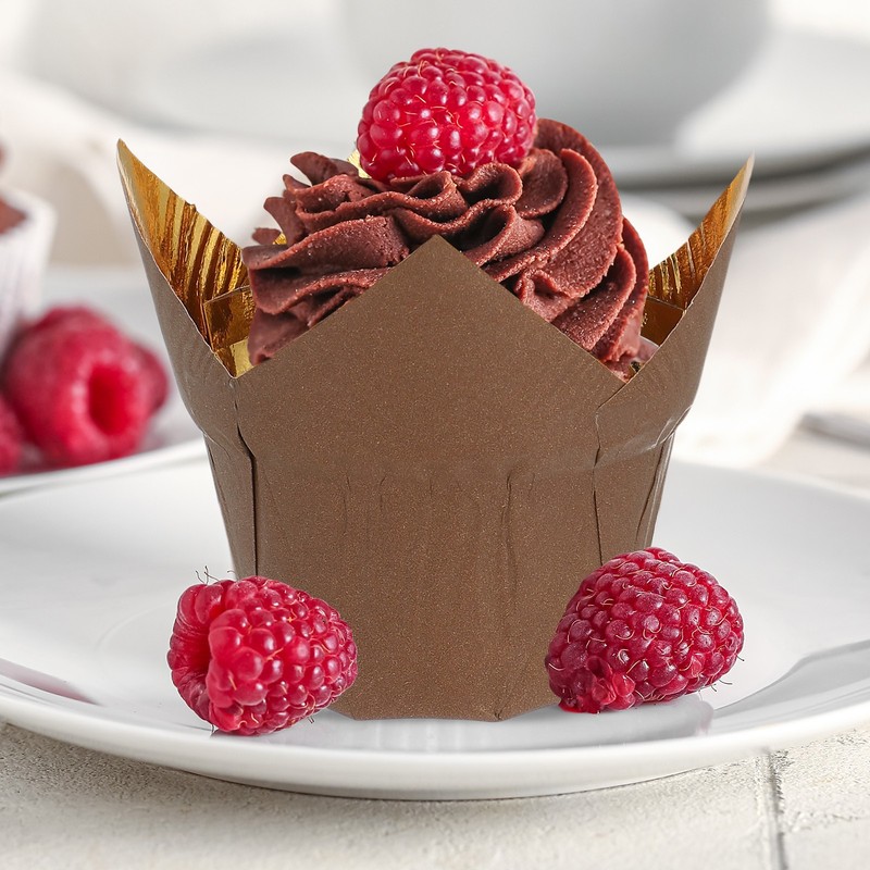 50Pcs Tulip Baking Cups Cupcake Muffins Liners Aluminum Foil(Gold/White&Coffee) gallery