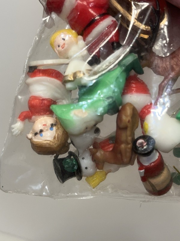 Vintage Christmas Holiday Cake Toppers Santa Claus Sleigh Reindeer New Unopened gallery