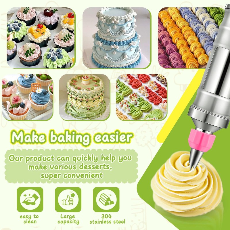 Dessert Decorating Syringe Set, Frosting Piping Kit Stainless Steels Cake Dec... gallery