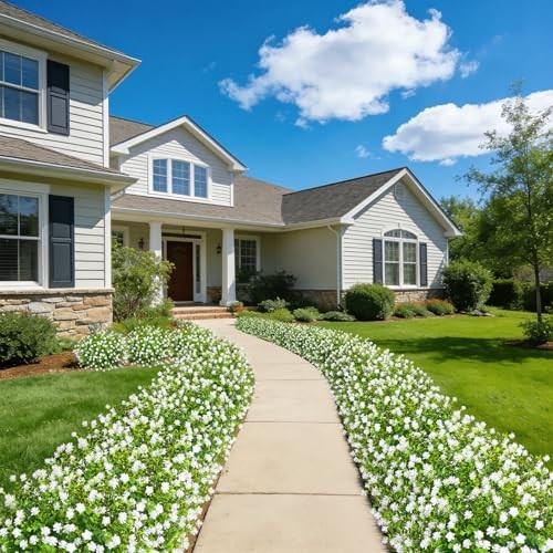 24 Bundles Artificial Flowers for Outdoors, Faux Plastic Flowers 24 Packs White gallery