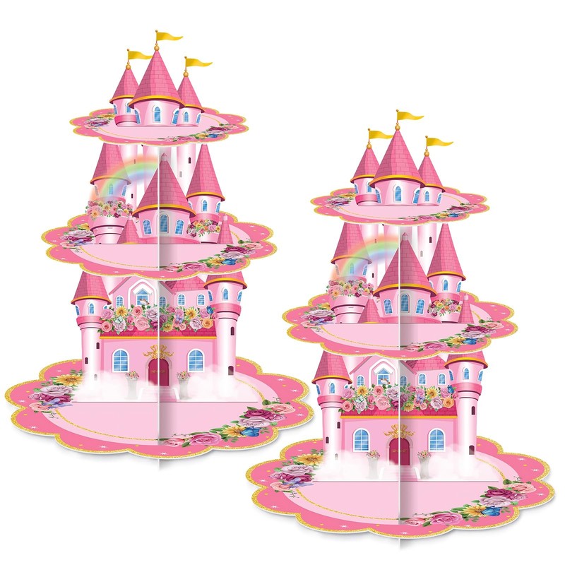 2 Pack Cupcake Stands Birthday Decorations, Themed Cupcake Holders Party Supp…