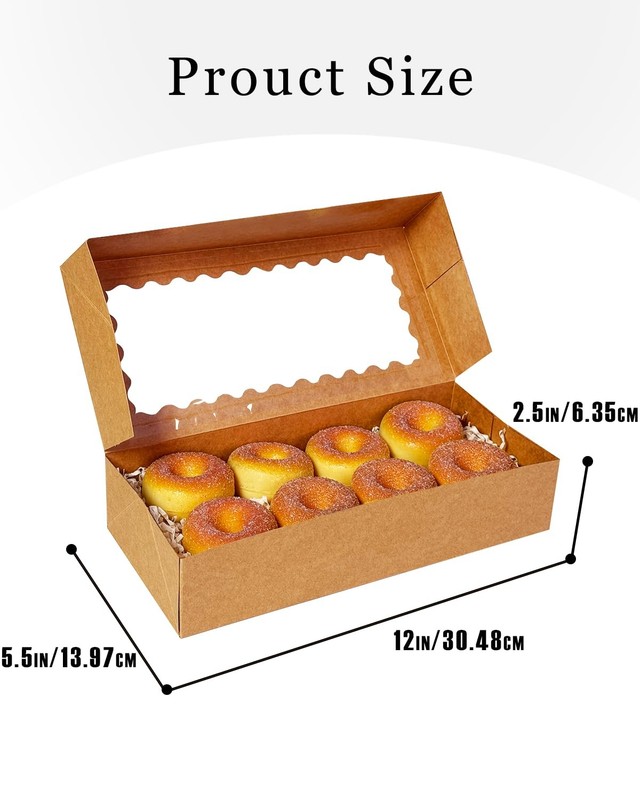 AutoPop Up Cookie Box With Window 12x5.5x2.5 Inch Brown Pastry Bakery 50 PCS gallery