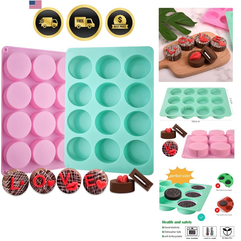 Silicone Cookie Molds 2 Pack 12 Cavities for Chocolate Candies Mini Cakes