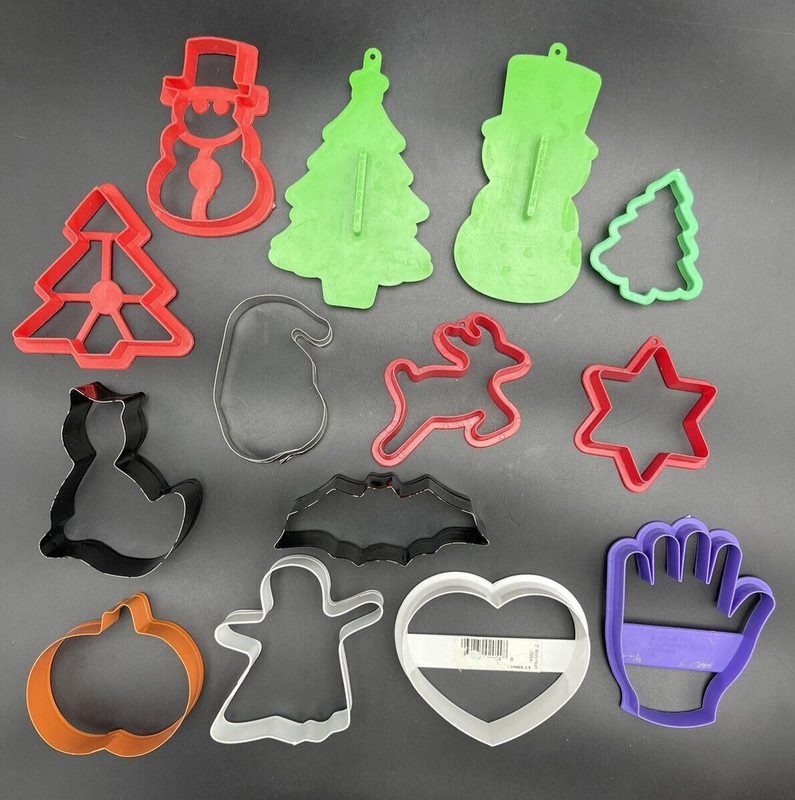 Lot of 14 Cookie Cutters Holiday Christmas Halloween Valentines Day gallery