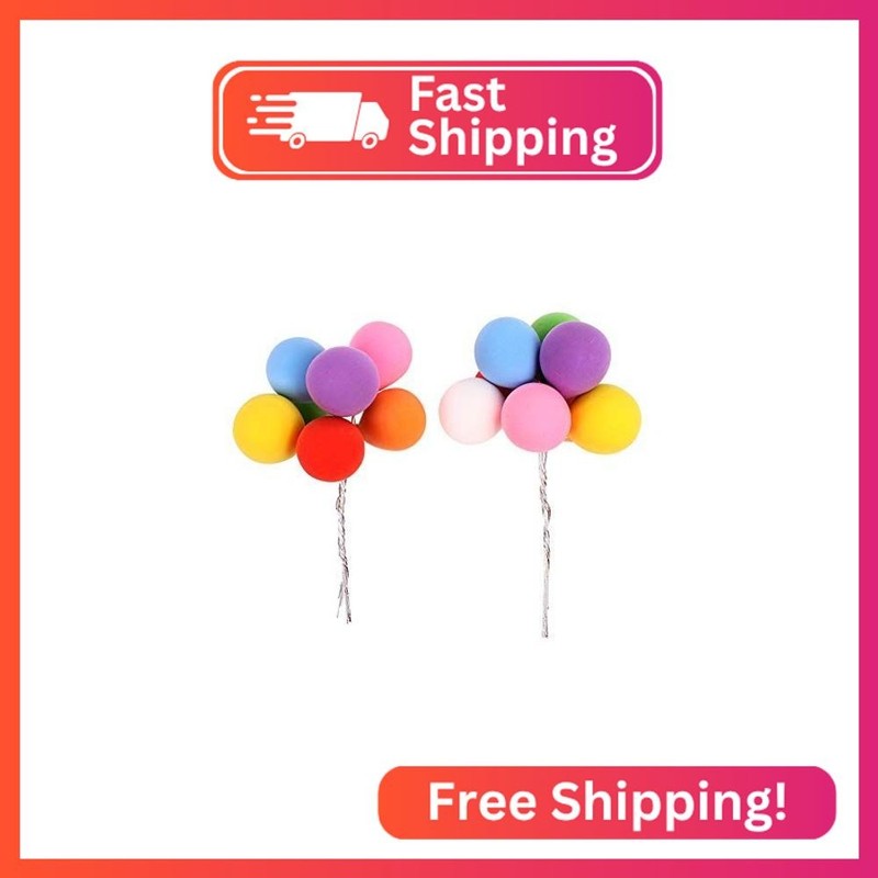 2 Sets(16Pcs) Romantic Colorful Balloon Cake Topper Cupcake Picks Wedding Birthd