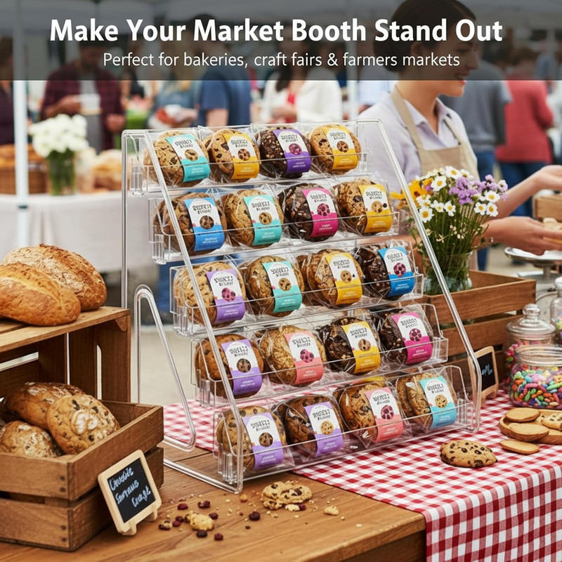 Acrylic Cookie Display Stand, 5-Tier Clear Tiered Dessert Stand for Bakers Vendo gallery