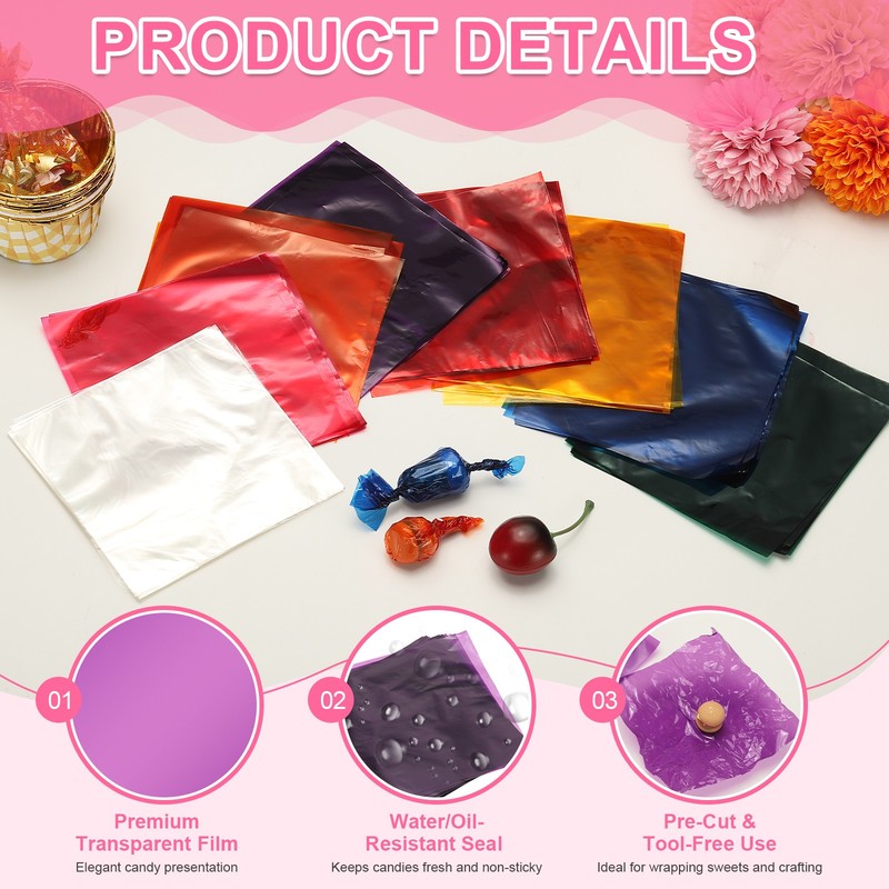 100 Pcs Candy Wrappers, 5 x 5 Inch Chocolate Wrap Paper for Lollipop, Purple gallery
