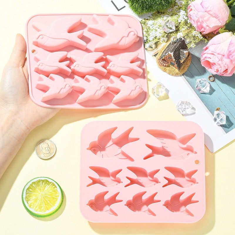 2x Bird Swallow Shaped Silicone Mold Pink for Baking Decor Cake Chocolate Making gallery