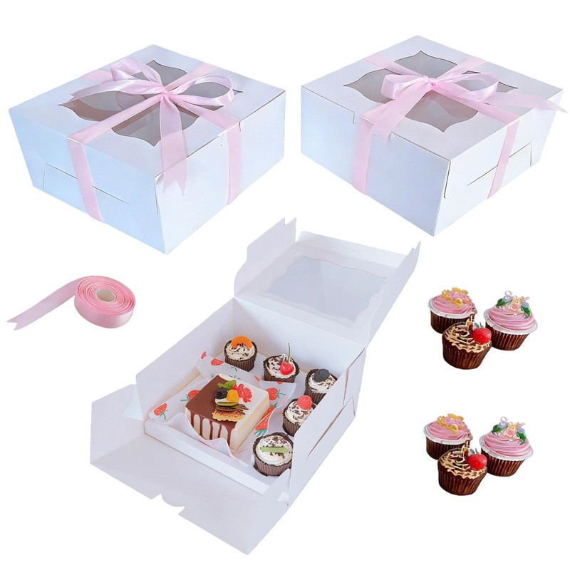 10-Pack Cupcake Combo with Clear Window, 1 Small Cake and 5 Cupcakes Storage …