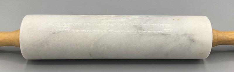 Vintage Gray White Marble Rolling Pin 18" overall Wood Handles 10” Roller Length gallery