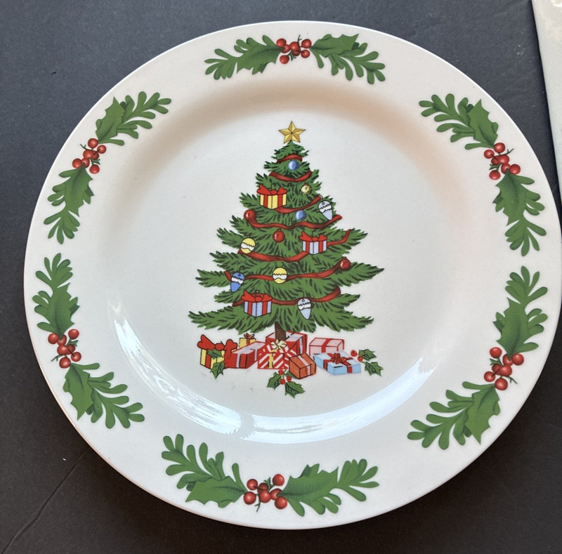 Vintage Christmas Tree Cake Plate with Matching Cake Spatula Ceramic with box gallery
