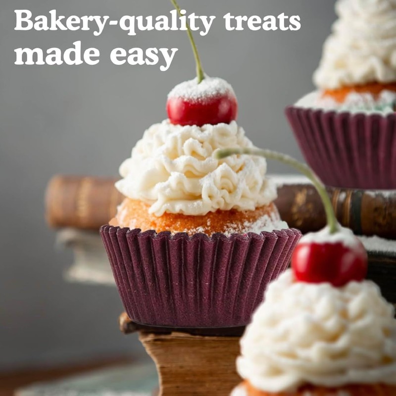 Greaseproof Professional Grade Baking Cups Pack of 40 Standard Liners Burgundy gallery