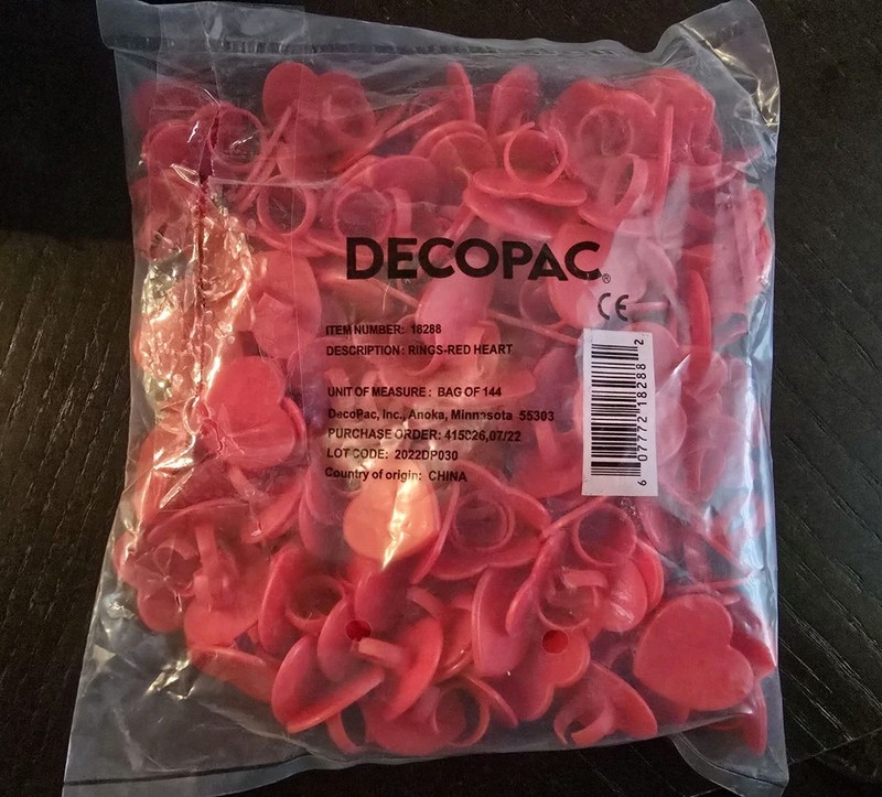 144 Pcs Valentine Red Heart Rings Cupcakes Pick by DecoPac