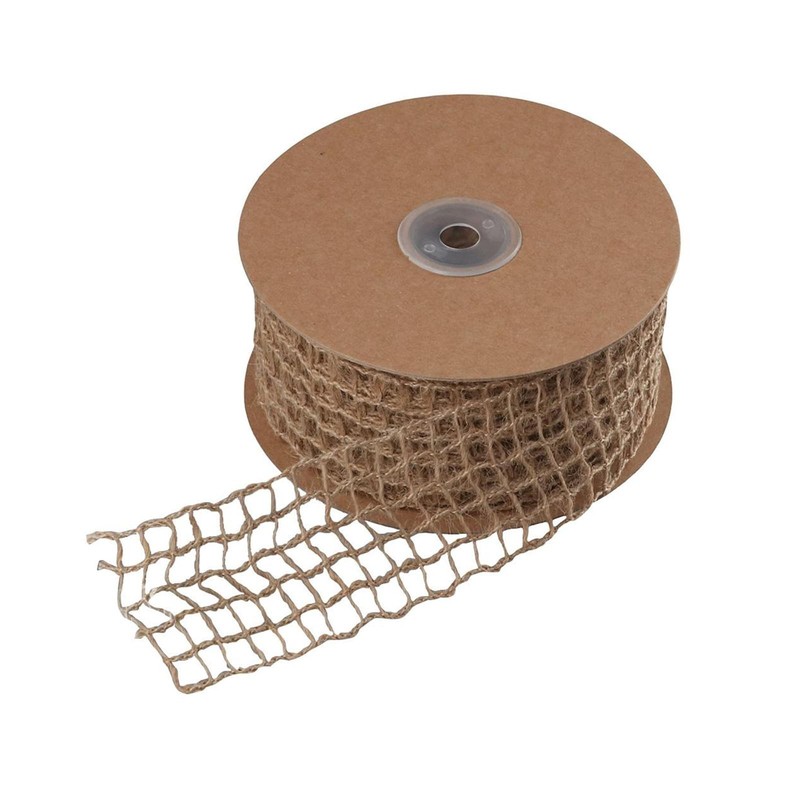 2 Inch Wired Edge Burlap Net Ribbon – 10 Yards Rustic Jute Mesh for DIY Craft…