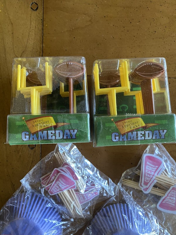 GAMEDAY Football Themed Appetizer Picks and Cheer Cupcake Liners and Picks gallery