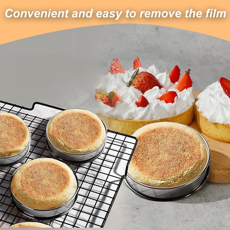 12 Pieces English Muffin Rings - 4+3 ½ Inch Tart Rings, Stainless Steel Rolle... gallery