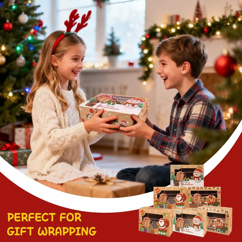 24PCS Christmas Cookie Boxes for Gift Giving, 8.75" x 5.9" x 2.75” Christmas ... gallery