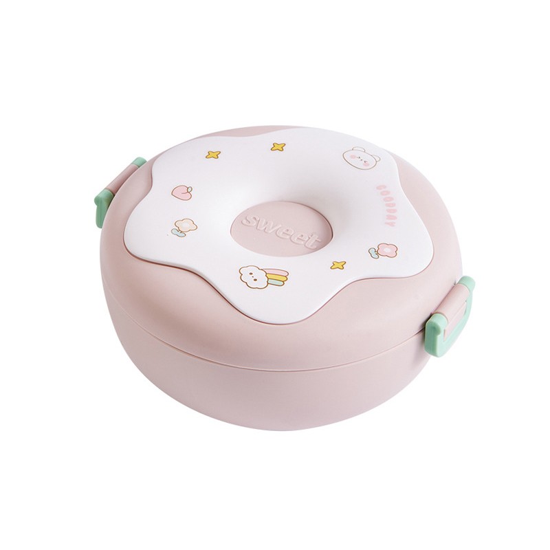 Lunch Box For Kid School Child Snack Box Donut Cartoon Leakproof Bento Box
