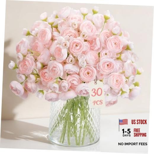 Pcs Ranunculus Artificial Flowers Faux Silk Mini Ranunculus, 30 Shabby Blush