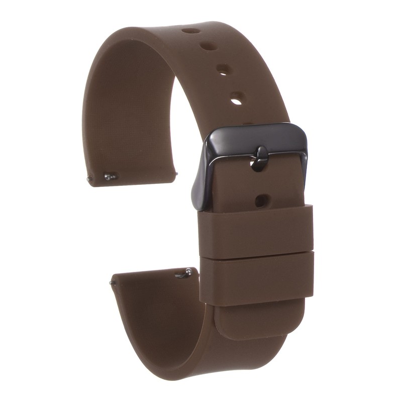 22mm Silicone Watch Strap, Black/Brown, Quick Release