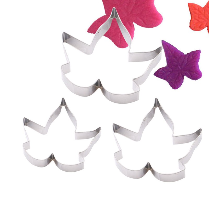 3PCS Maple Leaf Fondant Cookie Cutter Set Fruit Cake Molds Biscuit Baking Tools gallery