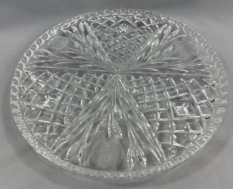 Diamond and Rose 12" Round Footed Crystal Cake Serving Plate gallery