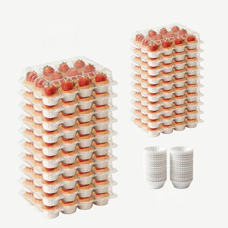 20 Pack Plastic Cupcake Containers Disposable Cupcake Boxes 12 Count
