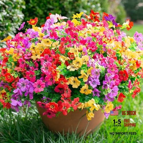 florisso Artificial Flowers for Outdoors Daisy 12 Purple Pink Yellow Red