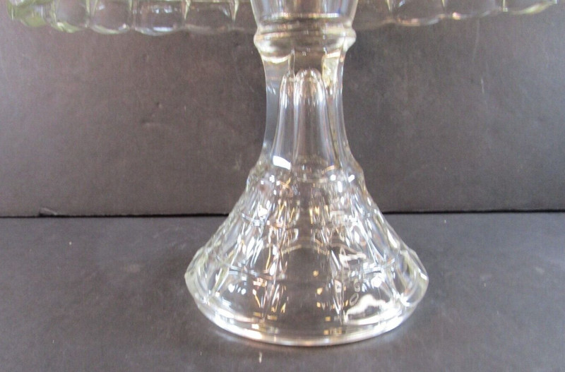 Indiana Glass Constellation Round Clear Glass Cake Stand 10" Rum Well Disc 1962 gallery