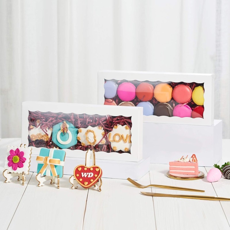 100PCS 12 x 5 x 1.5 inches Auto-Popup One Piece Cookie Boxes with Window, Ba... gallery