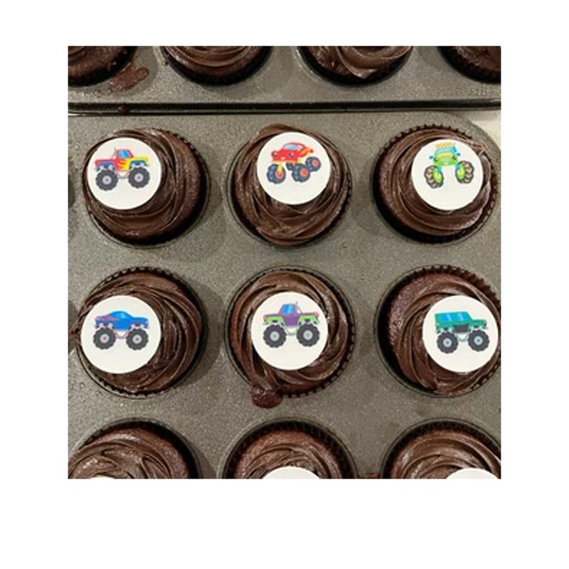 Monster Trucks Pre-cut Mini Edible Icing Cupcake or Cookie Toppers gallery