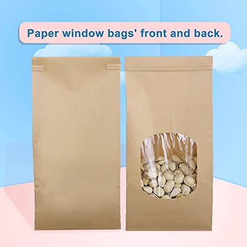 Bakery Bags with Window 100pcs 4.5x2.36x9.6 Inches Window Tin Tie Tab Brown gallery