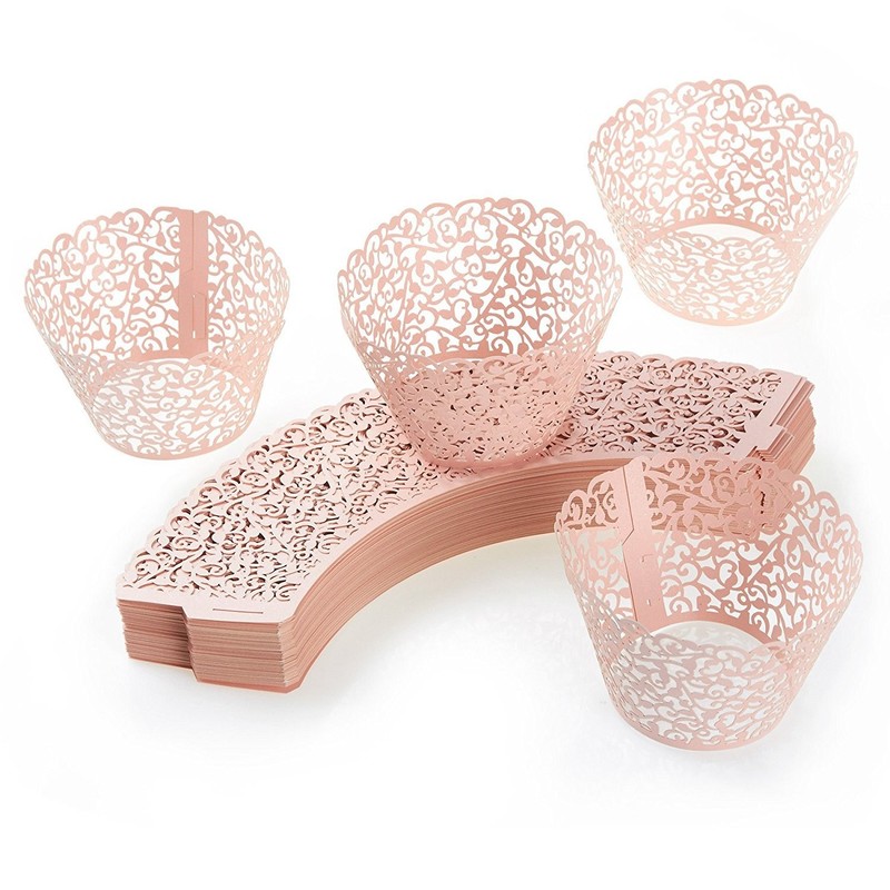 100pcs Cupcake Wrappers Artistic Bake Cake Paper Cups Little Vine Lace Laser ... gallery
