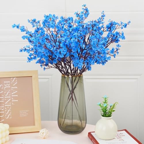 Fake Flowers Artificial Flowers Real Touch Silk Flowers Faux 10 Pcs Blue gallery