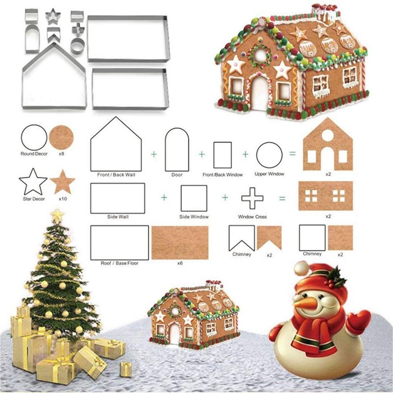 3D Christmas Gingerbread House Cookie Cutters Set, FantasyDay 10 Pcs 430 Stai…
