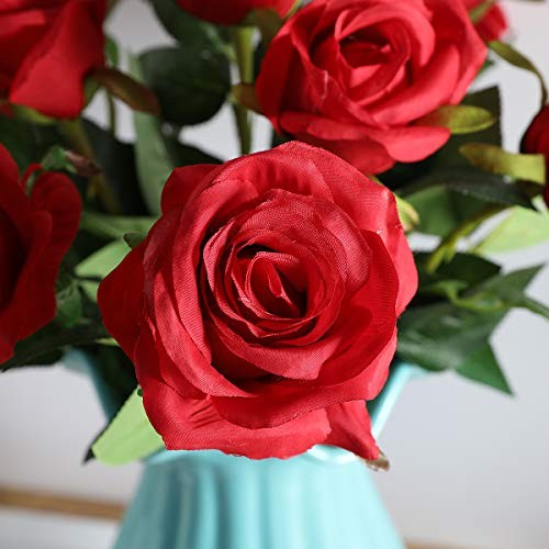 Fake Roses Artificial Flowers - Fake Artificial Roses Silk Flowers 10 Pcs Red gallery