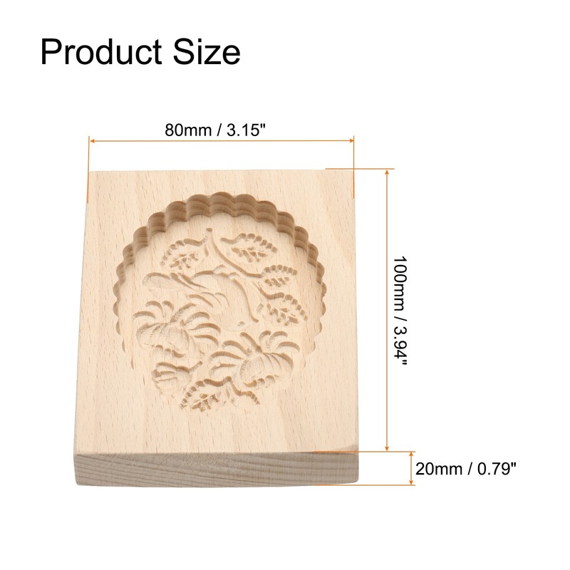 Wooden Cookie Mould 3.94" x 3.15" Wooden Cookie Biscuit Mould Bird Carved gallery