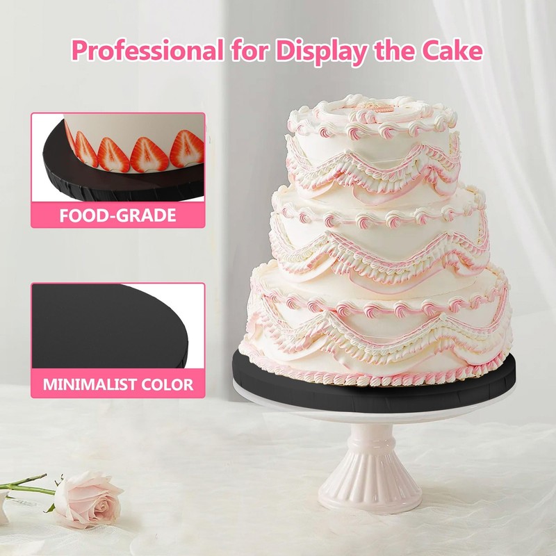 4 PCS Cake Drum 10 Inch Round Black Greaseproof Board 1/2 Thick Base Prop Tool gallery