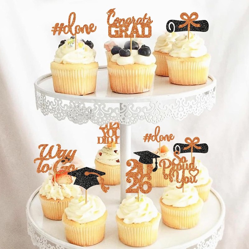 40Pcs Graduation Cupcake Toppers 2026 Pre-Assembled Graduation Cupcake Toppers gallery