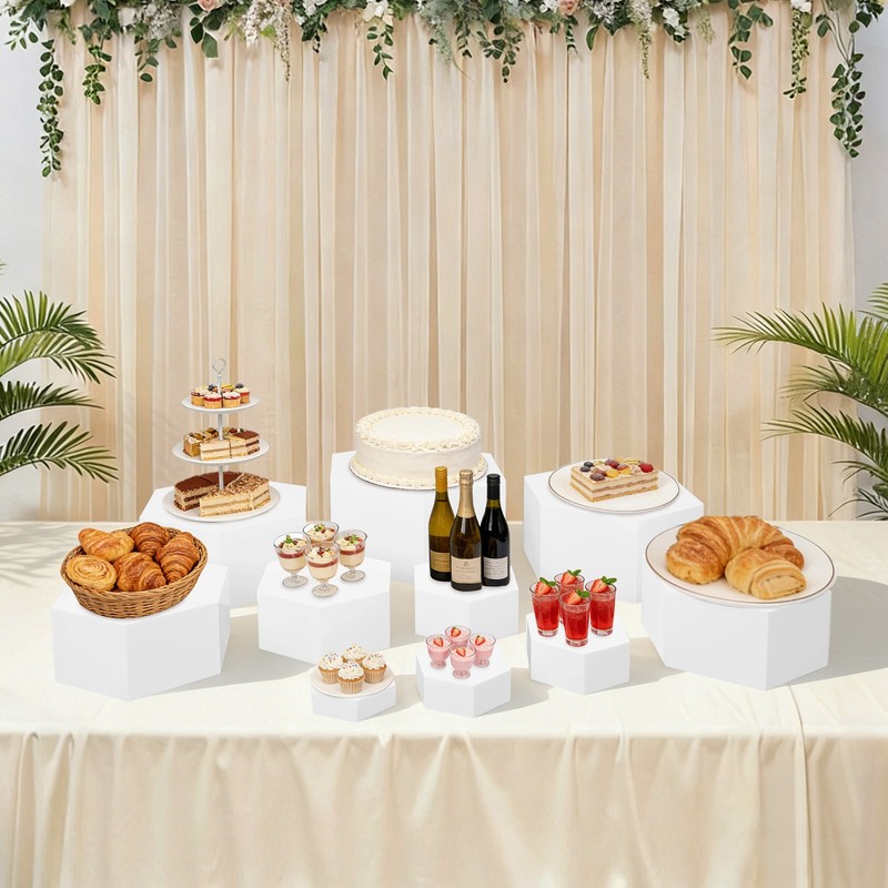 10 PCs Buffet Risers Hexagonal Catering Dessert Table Risers For Party & Wedding gallery