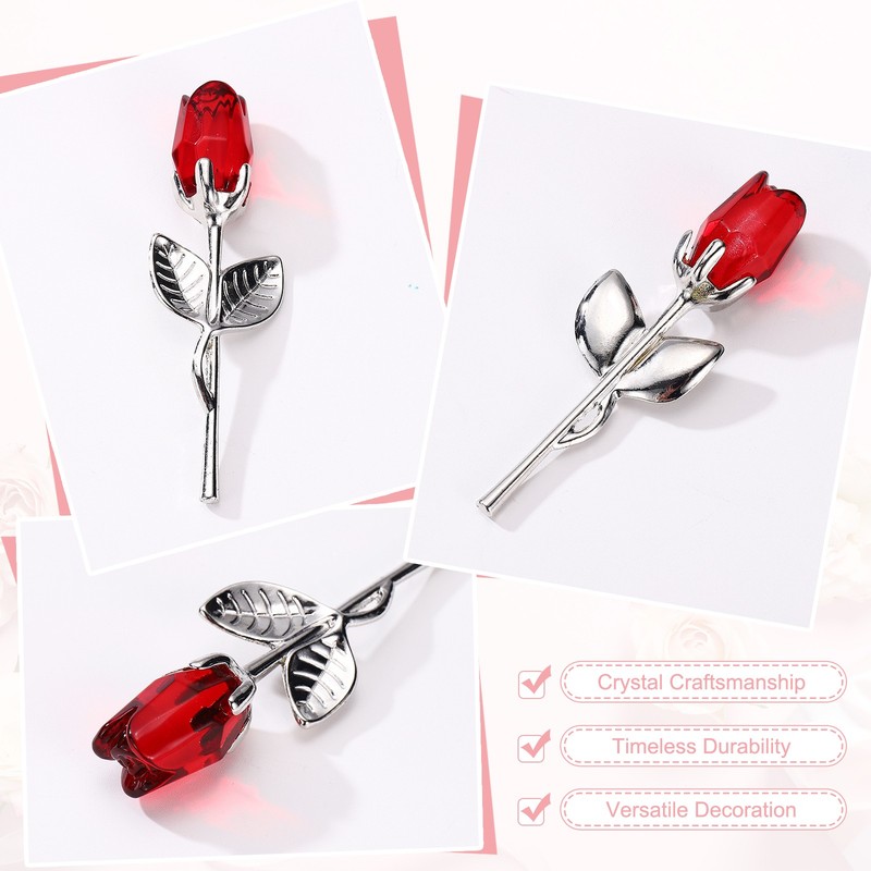 2 Pcs Mini Crystal Rose with Box, Romantic Crystal Rose, Red&Silver gallery