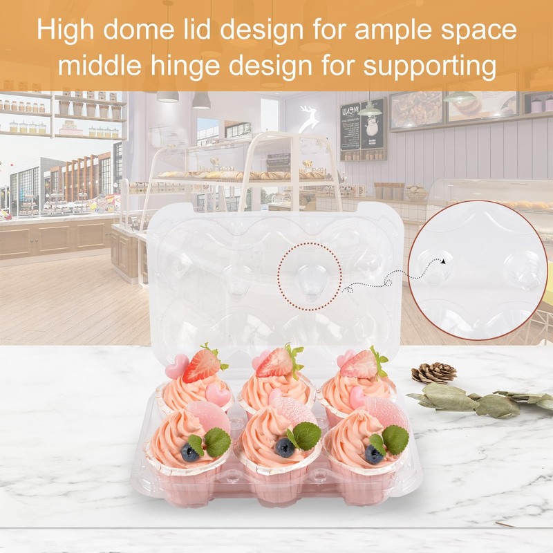 Cupcake Containers Holder - 6 CountsX30 Sets Stackable Boxes Carrier with gallery