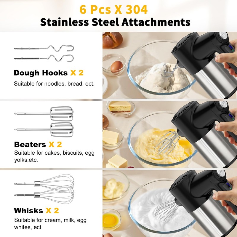 Cordless Hand Mixer, 7 Speed Rechargeable Wireless Handheld Mixer with Eject ... gallery