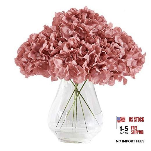 Hydrangea Silk Flower Heads 10 Dusty Rose Artificial Hydrangea Silk Flowers