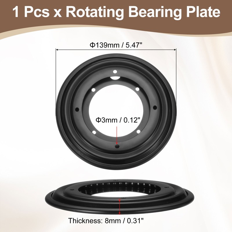 5.5 Inch Swivel Plate, Round Bearing Holder, Black gallery