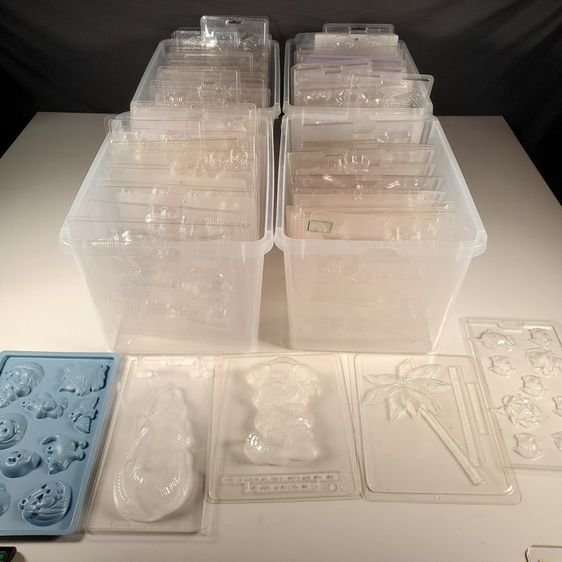 Lot Of 105 Plastic Chocolate Candy Soap Molds Crafts 80s-00s (Bins Not Included)