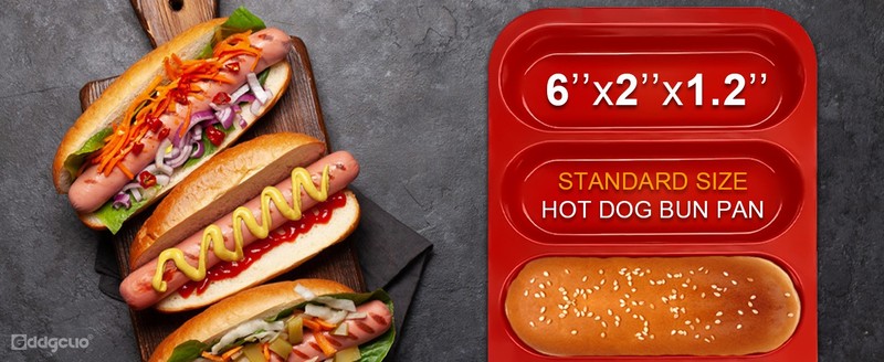 Silicone Hotdog Bun Pan, 6 Inch Standard Hot dog Bun Mold, 4 Cup Non-stick gallery